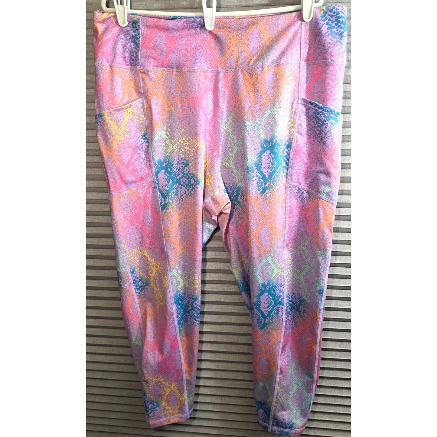 Pro Player Leggings Plus Size 2X XX Neon Orange PInk Purple Teal Green Snake