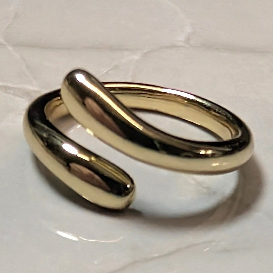New 14K GF Gold Filled Bypass Wrap Toe Finger Ring Size 3.5 Minimalist Band