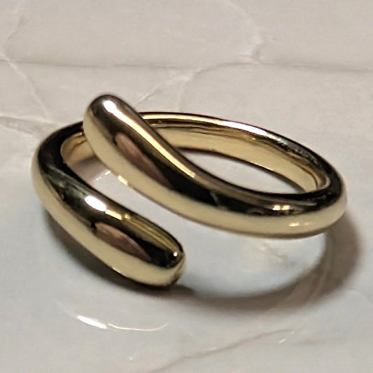 New 14K GF Gold Filled Bypass Wrap Toe Finger Ring Size 3.5 Minimalist Band