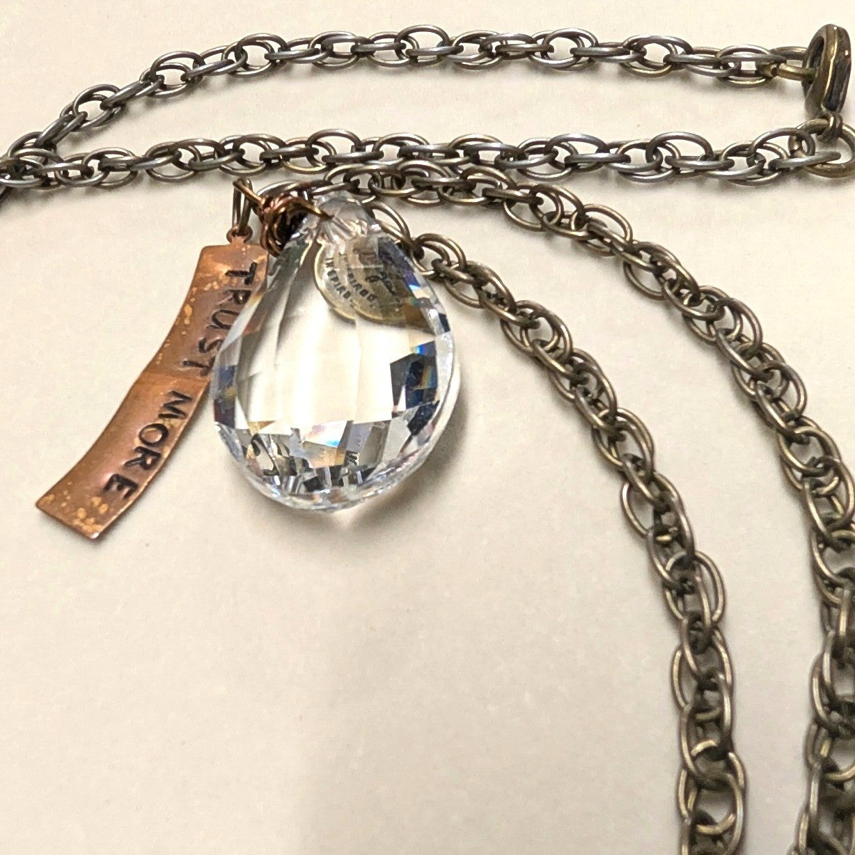 Lucy's Inspired Copper Trust More Crystal Prism Pendant Necklace Bronze Faceted
