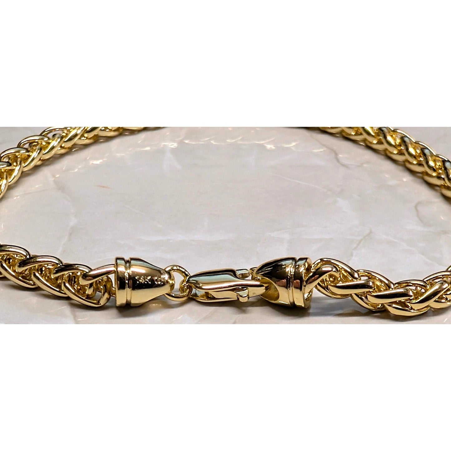 New 14K GF Gold Filled Wheat Chain Bracelet 7.25" Franco Link Lobster Claw Clasp