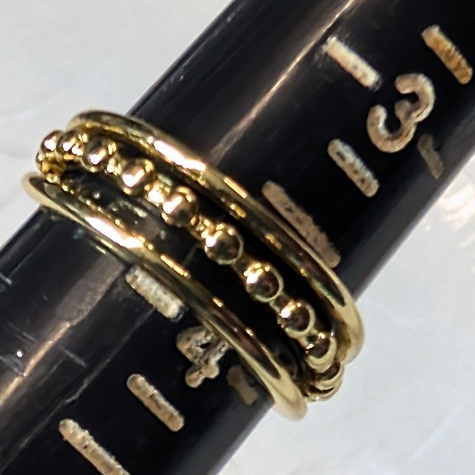 New 14K GF Gold Filled 3.75 Triple Row Band Beaded Ring Stacked Multi Finger Toe