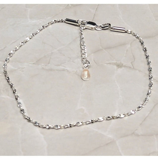 New Sterling Silver S925 925 Twisted Chain Large Bracelet Anklet Dainty 8 to 9"