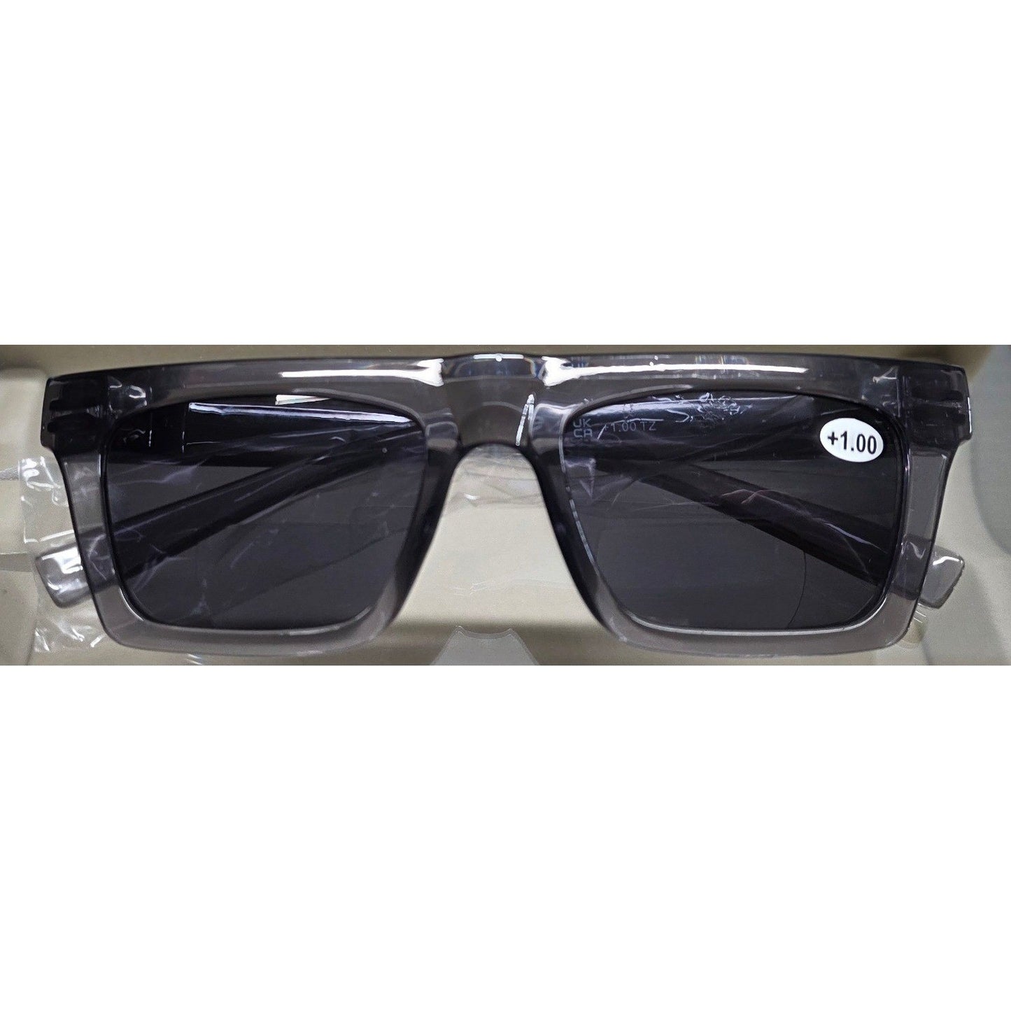 New Bifocal Reading Readers Lenses +1.00 Glasses UV400 Sunglasses Grey Square