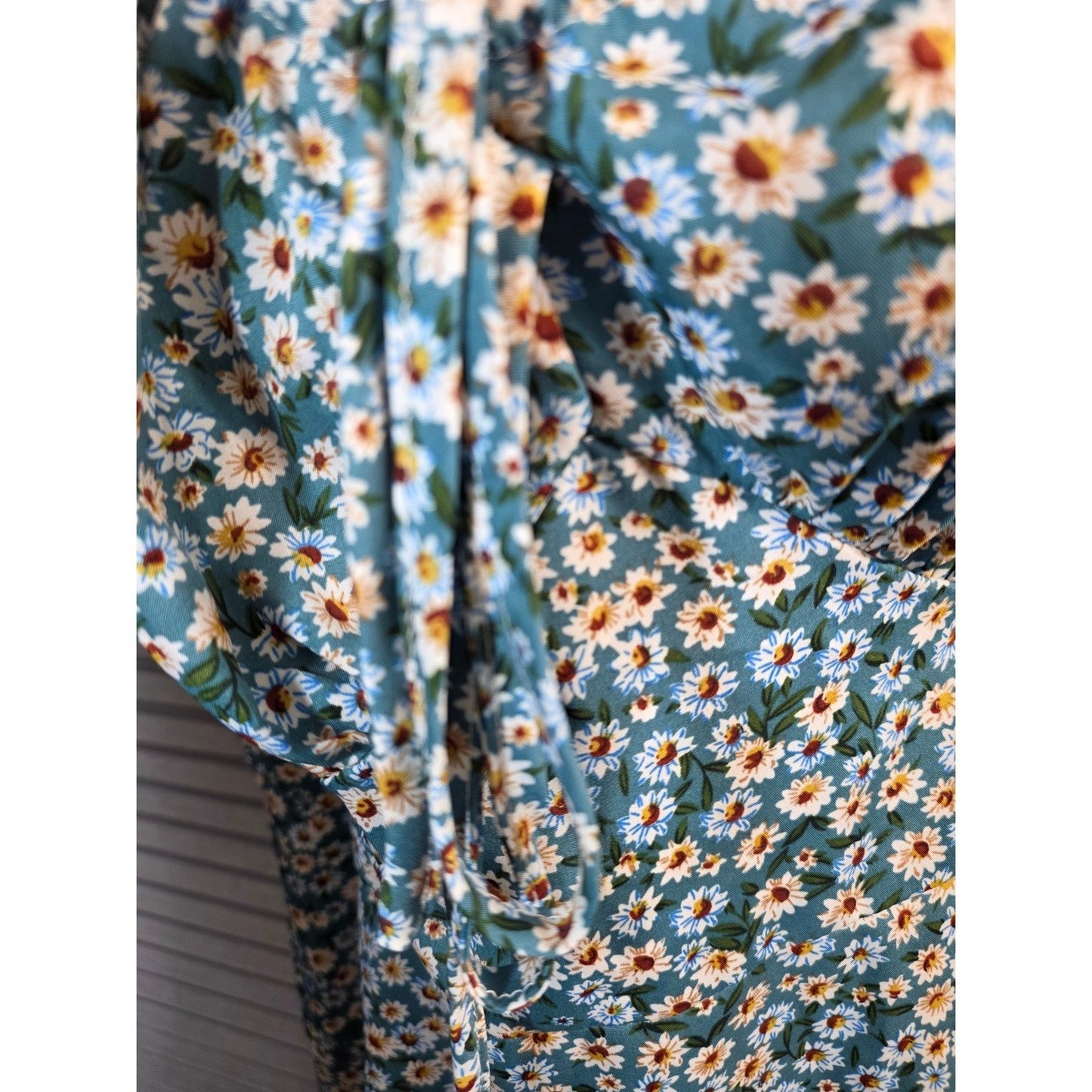 Floral Smocked Midi Dress PLUS SIZE 3X 3XL Smocked Puff Sleeves Smocked Flowers