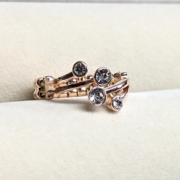 New Ring Rose Goldtone Clear Rhinestone Stretch Band