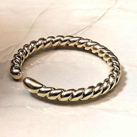 New 14K Gold GF Filled Twisted Rope Open Finger Toe Midi Ring Size 3.75 Stacking