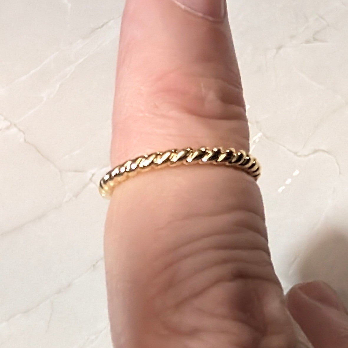 New 14K Gold GF Filled Twisted Rope Open Finger Toe Midi Ring Size 3.75 Stacking