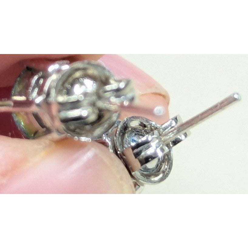 New Mystic Stud Earrings Iridescent Round Silvertone Jewelry Store Quality