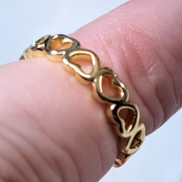 New 14K GP Gold PLated Heart Cutout Sz 3.75 Band Ring Open Finger Toe Love Gift
