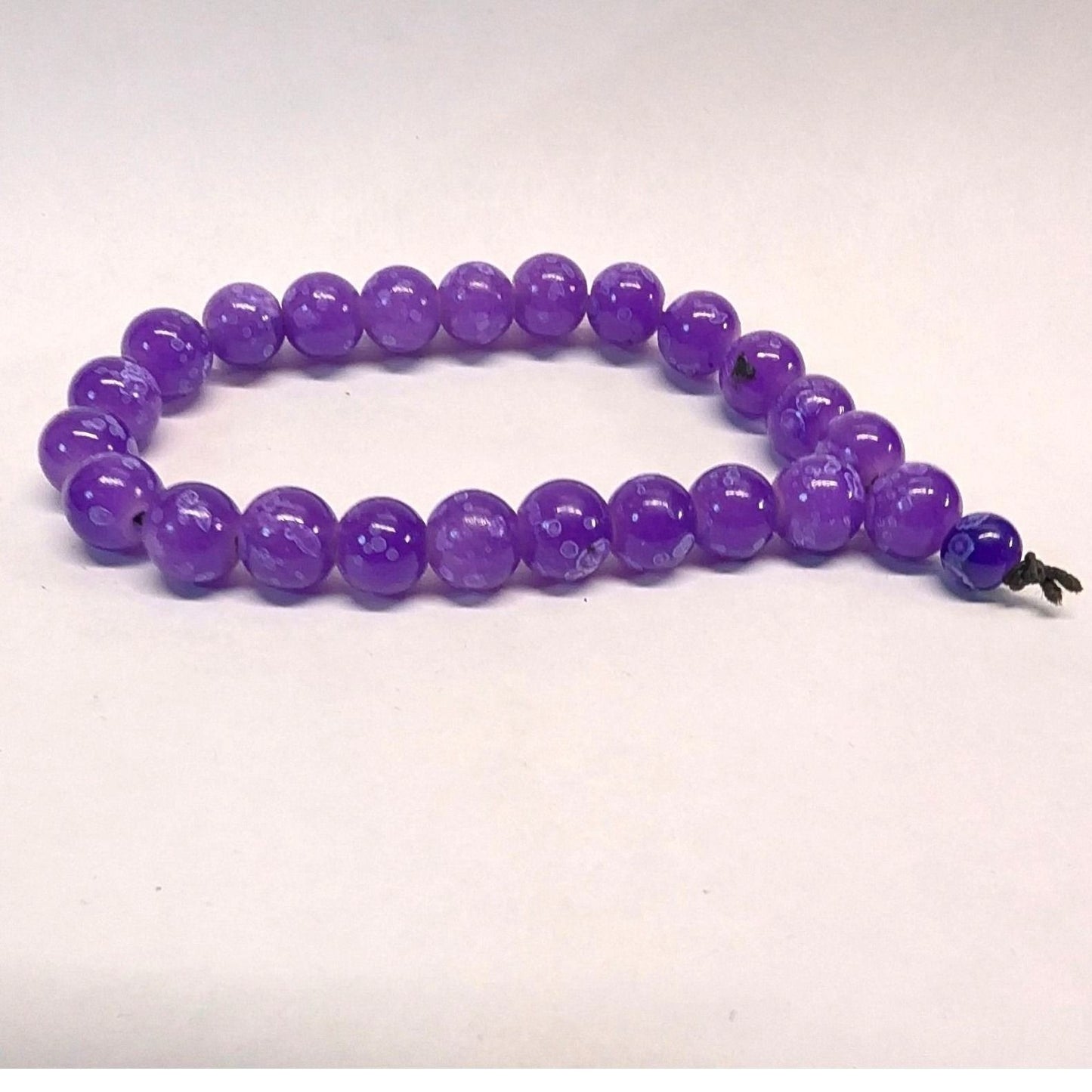 New Agate Bead Stretch Prayer Bracelet Purple Round Polished Boho Religious