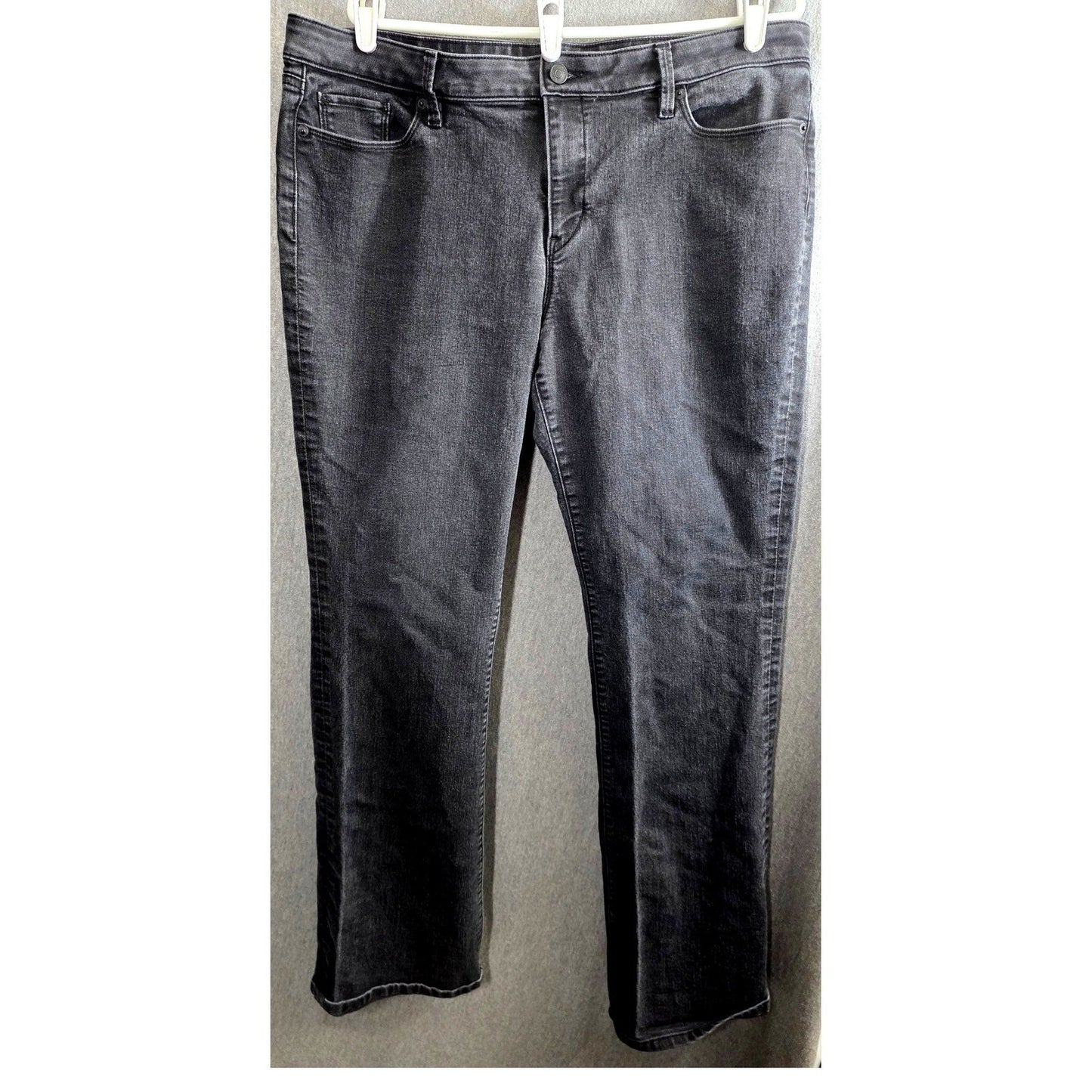 Ann Taylor LOFT Modern Boot Jeans 34/18T 34 18 Tall Black Denim Stretch Long
