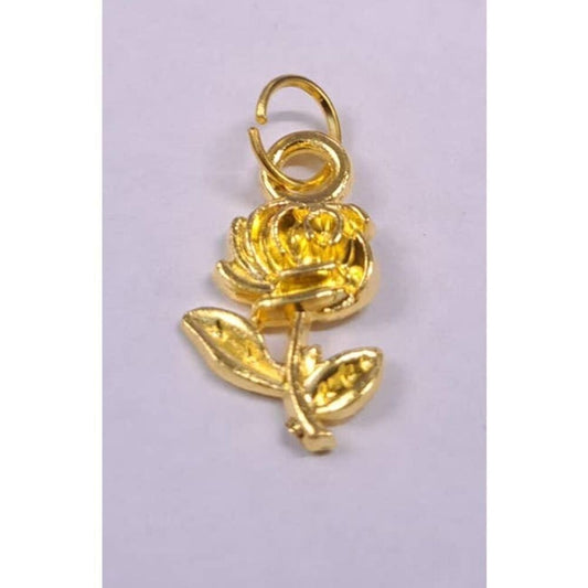 Gold Plated Rose Flower Pendant Charm Nature Floral Dangle Drop Botanical Lover