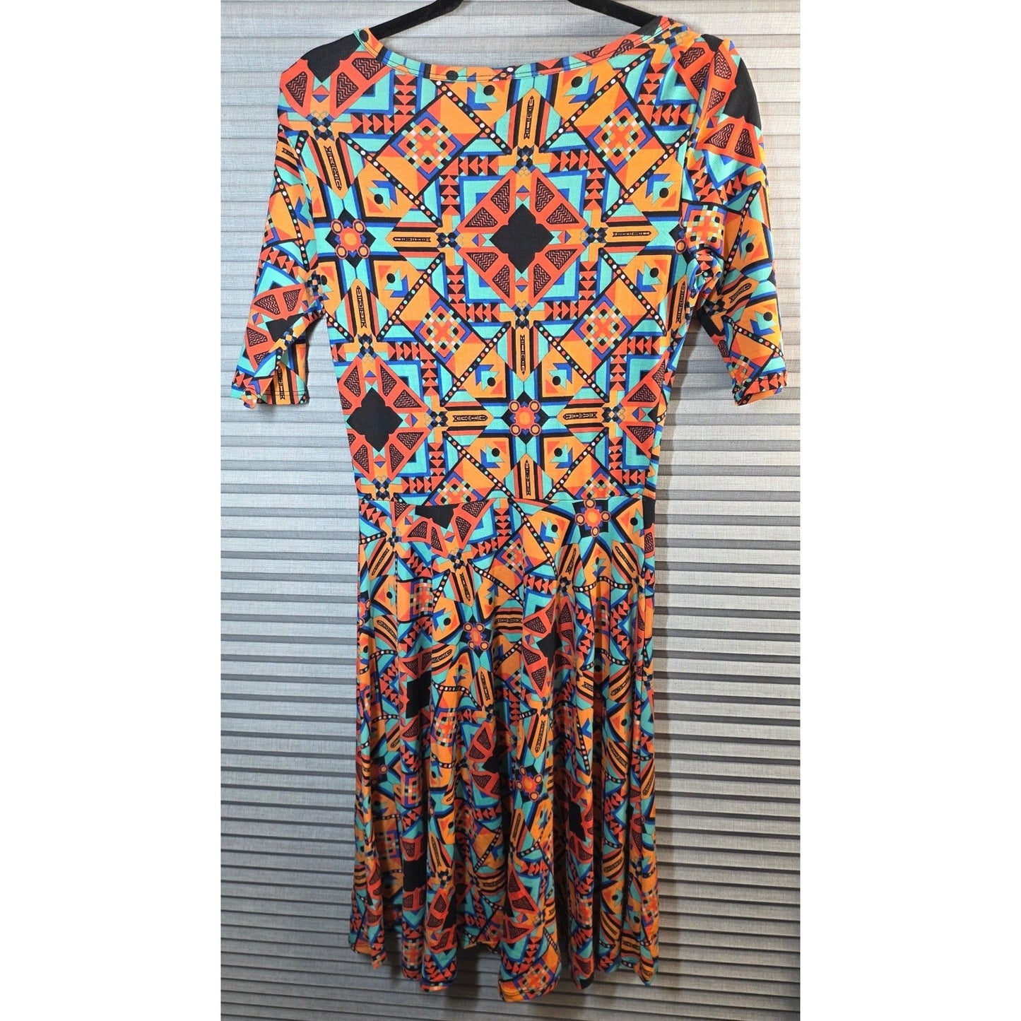LuLaRoe Nicole Fit and Flare Dress S Sm Small Southwestern Tribal Print Aztec