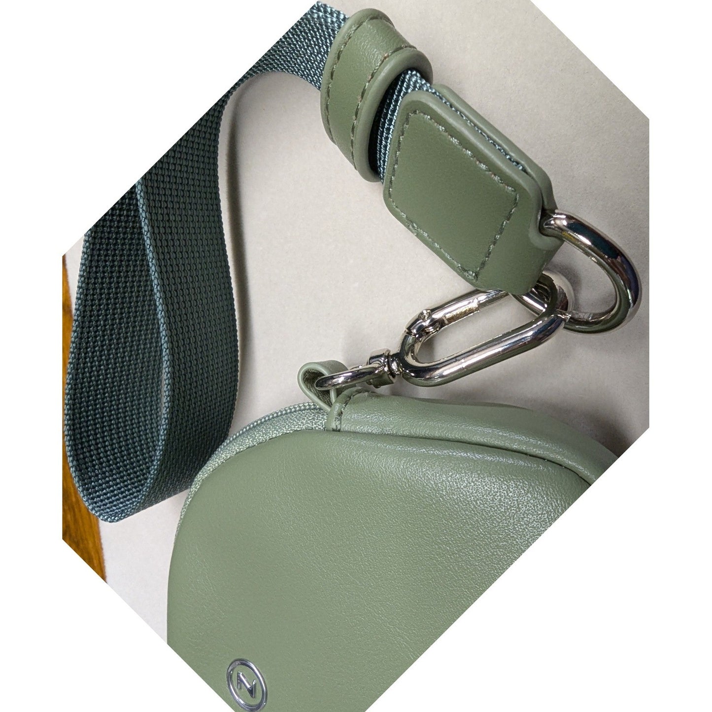 New Coin Pouch Purse Wristlet Heavy Ring Clip Handle Sage Green Zipper Keychain