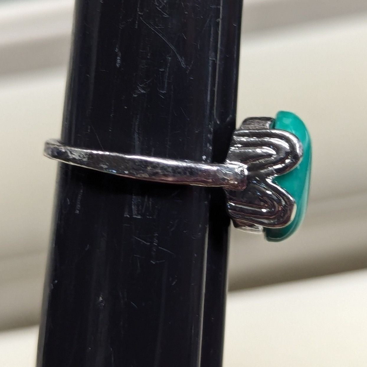 New Oval Faux Turquoise Stone Ring Plus Size 9 Silver Tone Western Band Cowgirl