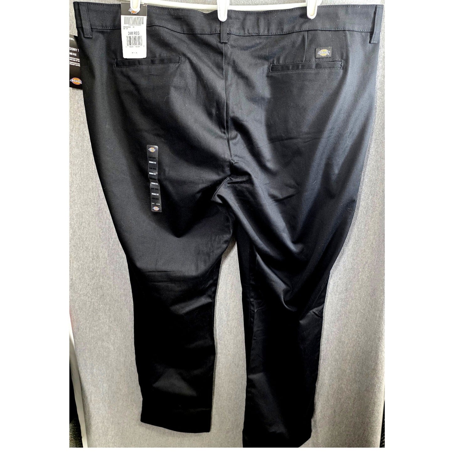 NEW Dickies Skinny Fit Pants Womens Plus Size 24 W 24W Black Stretch Twill Work