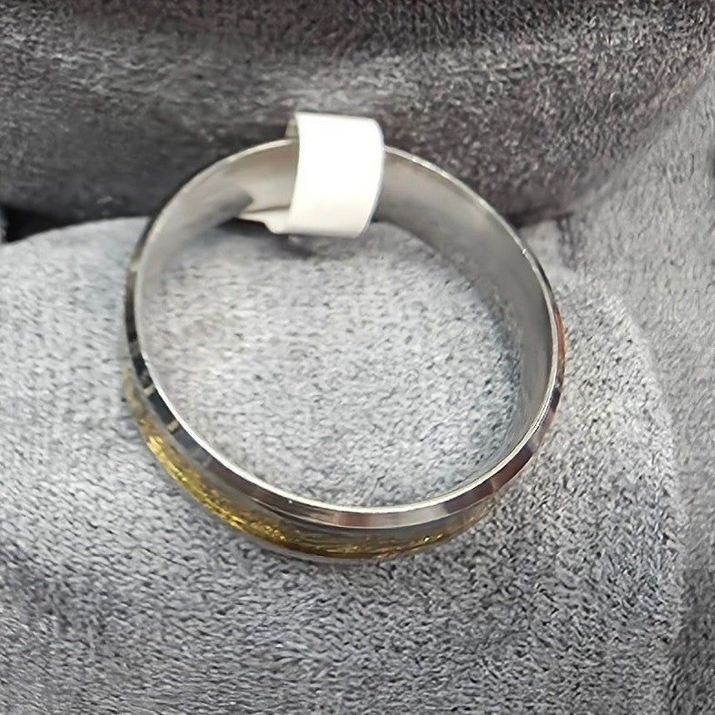 New Inlaid Skulls Comfort Band Ring Mens Size 14 Gold Silver Tones Goth Biker
