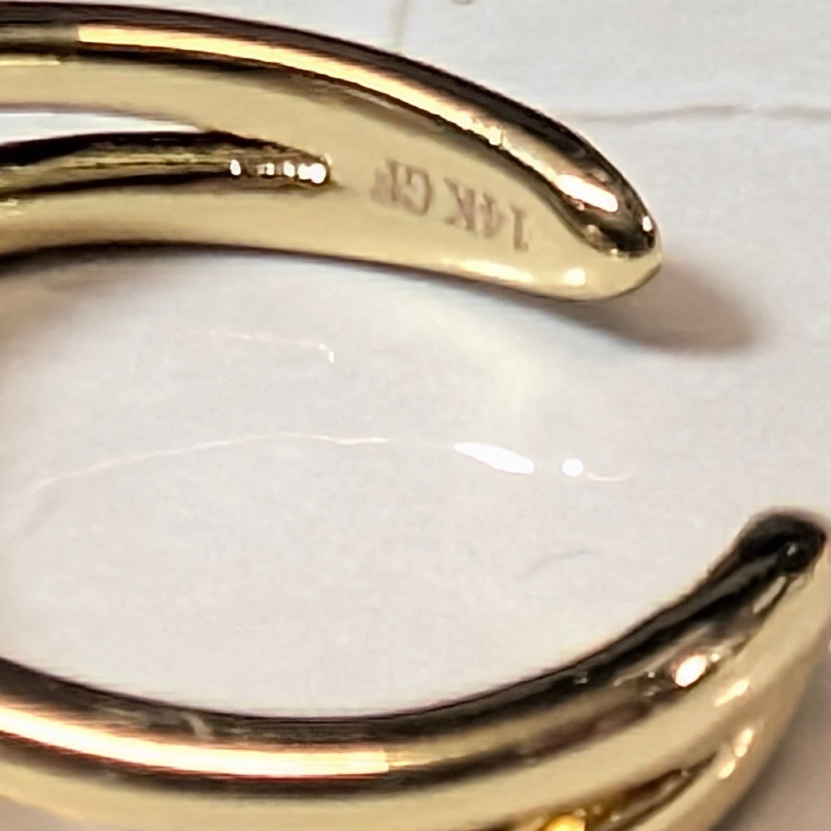 New 14K GF Gold Filled Double Band Open Cuff Ring Size 4 Minimalist