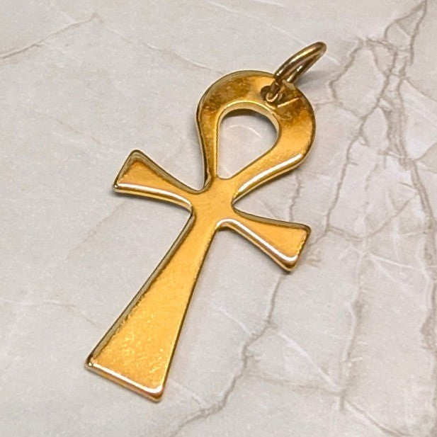 New Ankh Cross Pendant Gold Tone Egyptian Life Symbol Charm Christian Religious