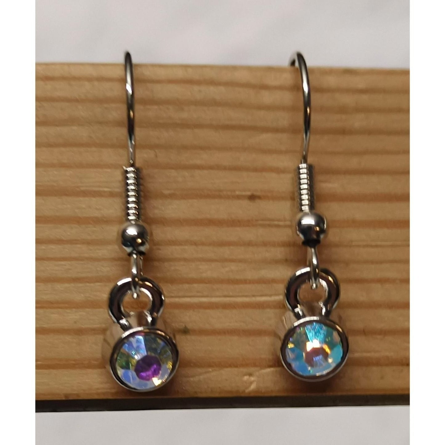 Sparkling AB Colors Dangle Earrings Silvertone New Multicolor Pendants Charms