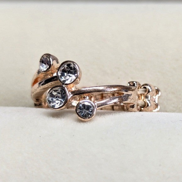 New Ring Rose Goldtone Clear Rhinestone Stretch Band