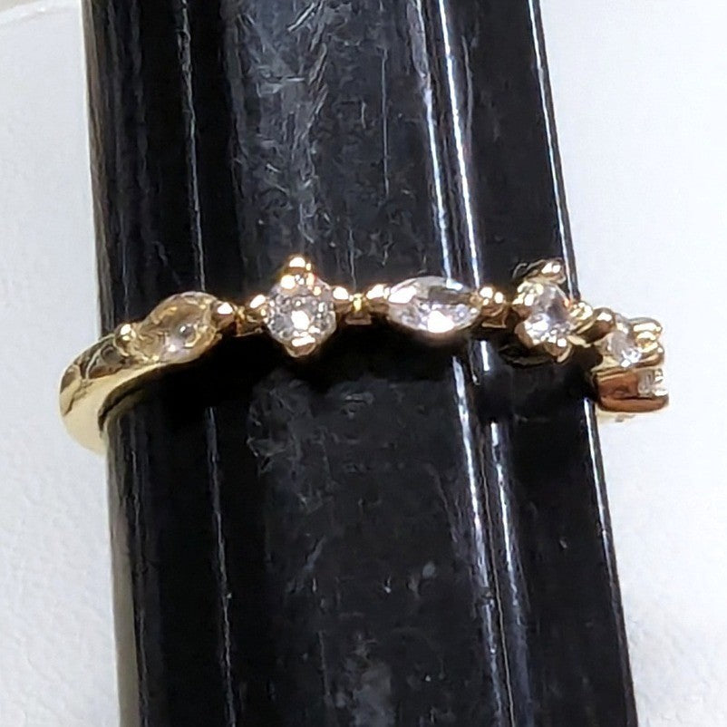 New 14K GP Gold PLated 8.5 Ring Marquise Round Cut Clear CZ Cubic Zirconia Band