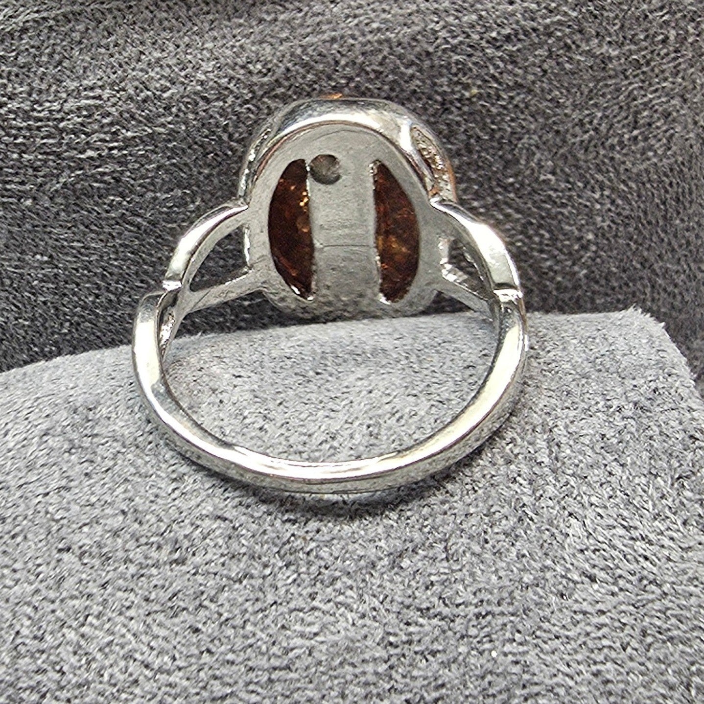 New Brown Sparkly Cabochon SilverTone Statement Ring Plus Size 10 Brown Stone
