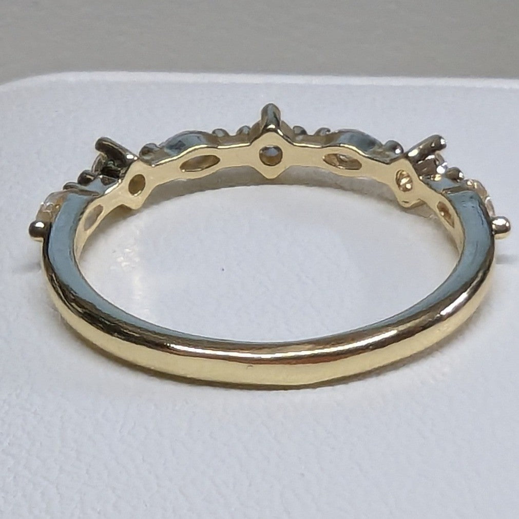 New 14K GP Gold PLated 8.5 Ring Marquise Round Cut Clear CZ Cubic Zirconia Band