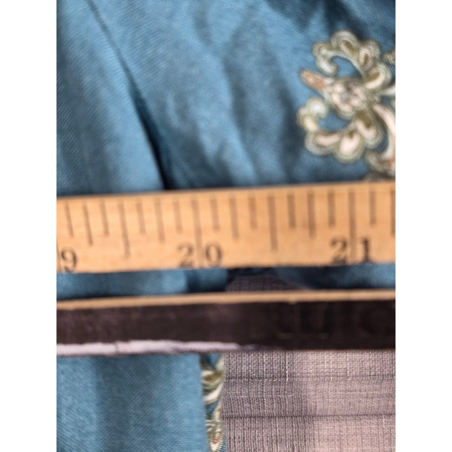 Time and Tru Boho Medallion Print Mini Dress Top Size Large Lg Teal Blue Ruffle