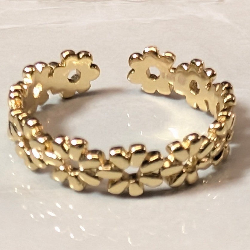 14K GF Gold Filled Daisy Flower Band Finger Toe Ring Size 4 Floral