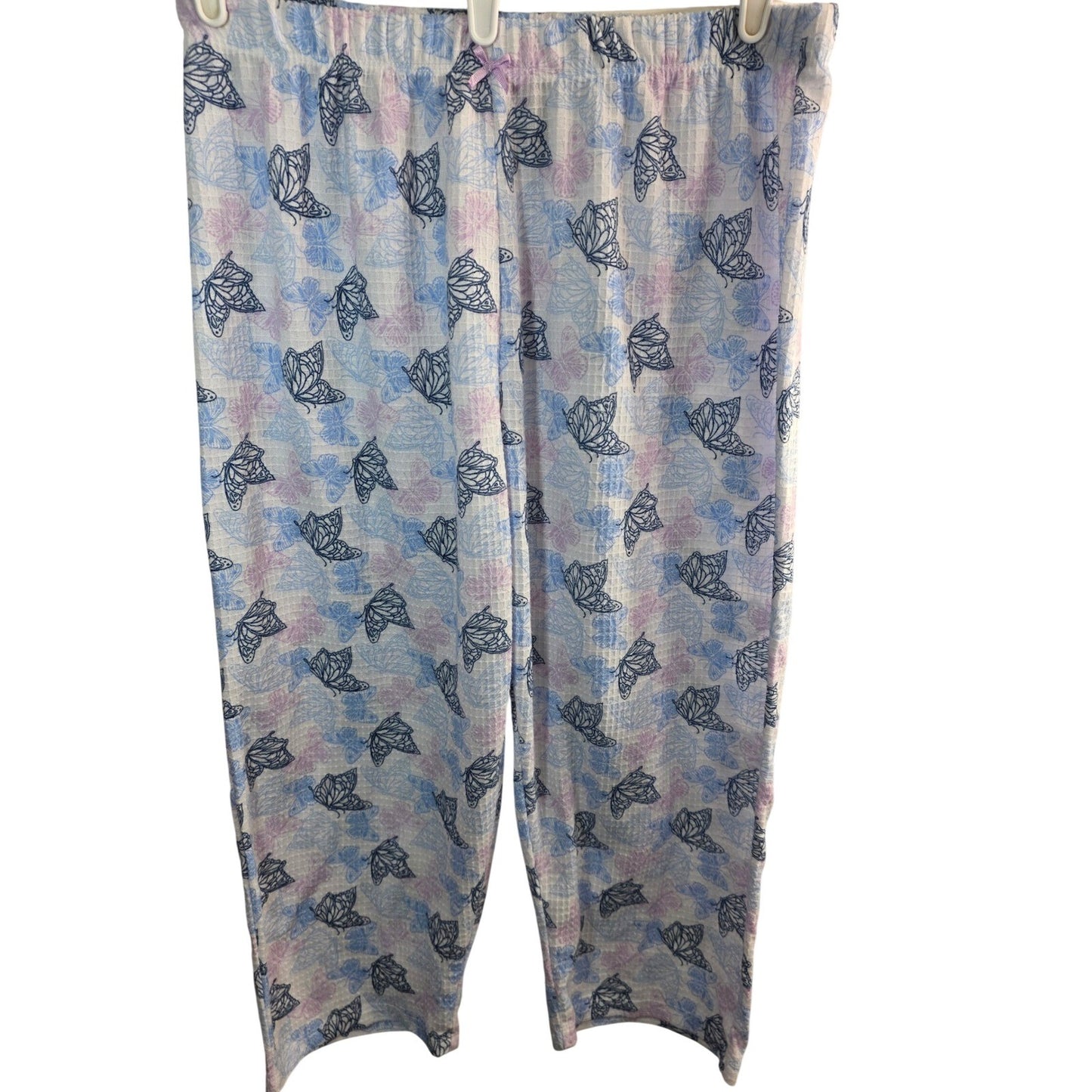 New Butterfly Pajama Pants Plus Size XL Blue Purple Waffle Knit Lounge Comfy