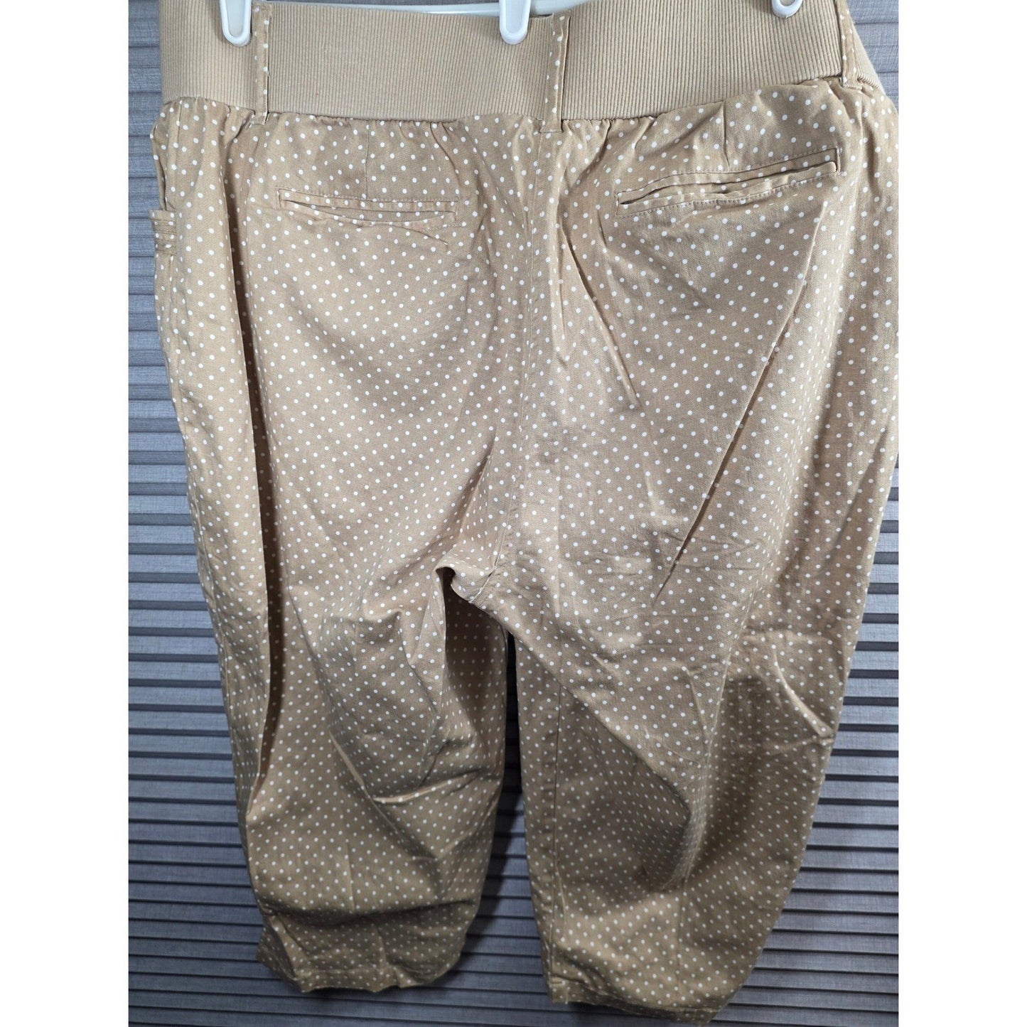 Woman Within Polka Dot Capris Plus Size 20W 20 W Tan Khaki White Cropped Pants