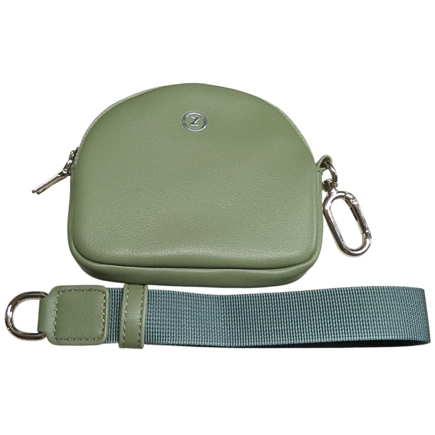 New Coin Pouch Purse Wristlet Heavy Ring Clip Handle Sage Green Zipper Keychain