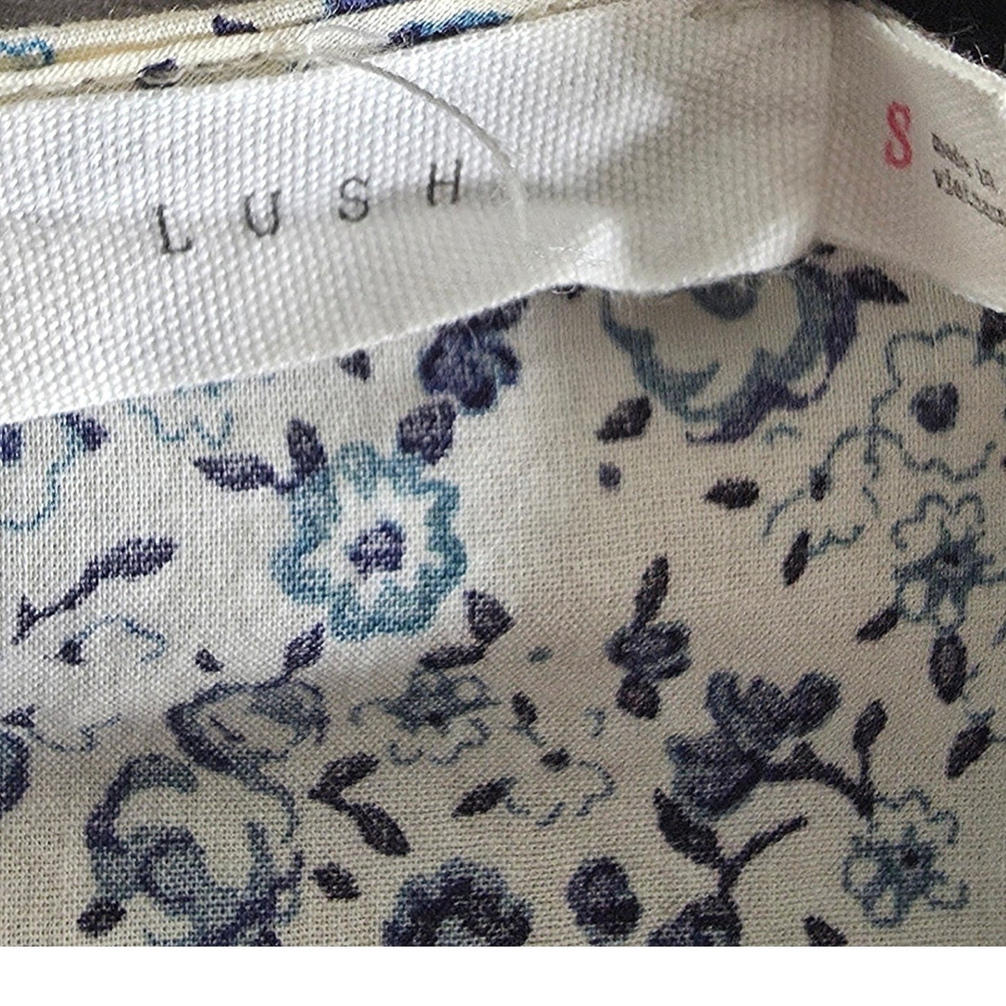 Lush Maxi Dress Floral Small S Cotton Blue White Cut Out Back Short Sleeves
