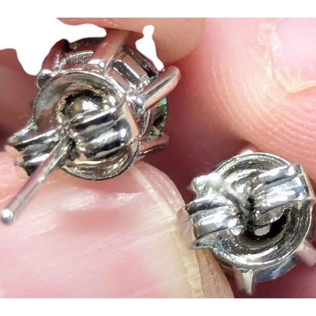 New Mystic Stud Earrings Iridescent Round Silvertone Jewelry Store Quality