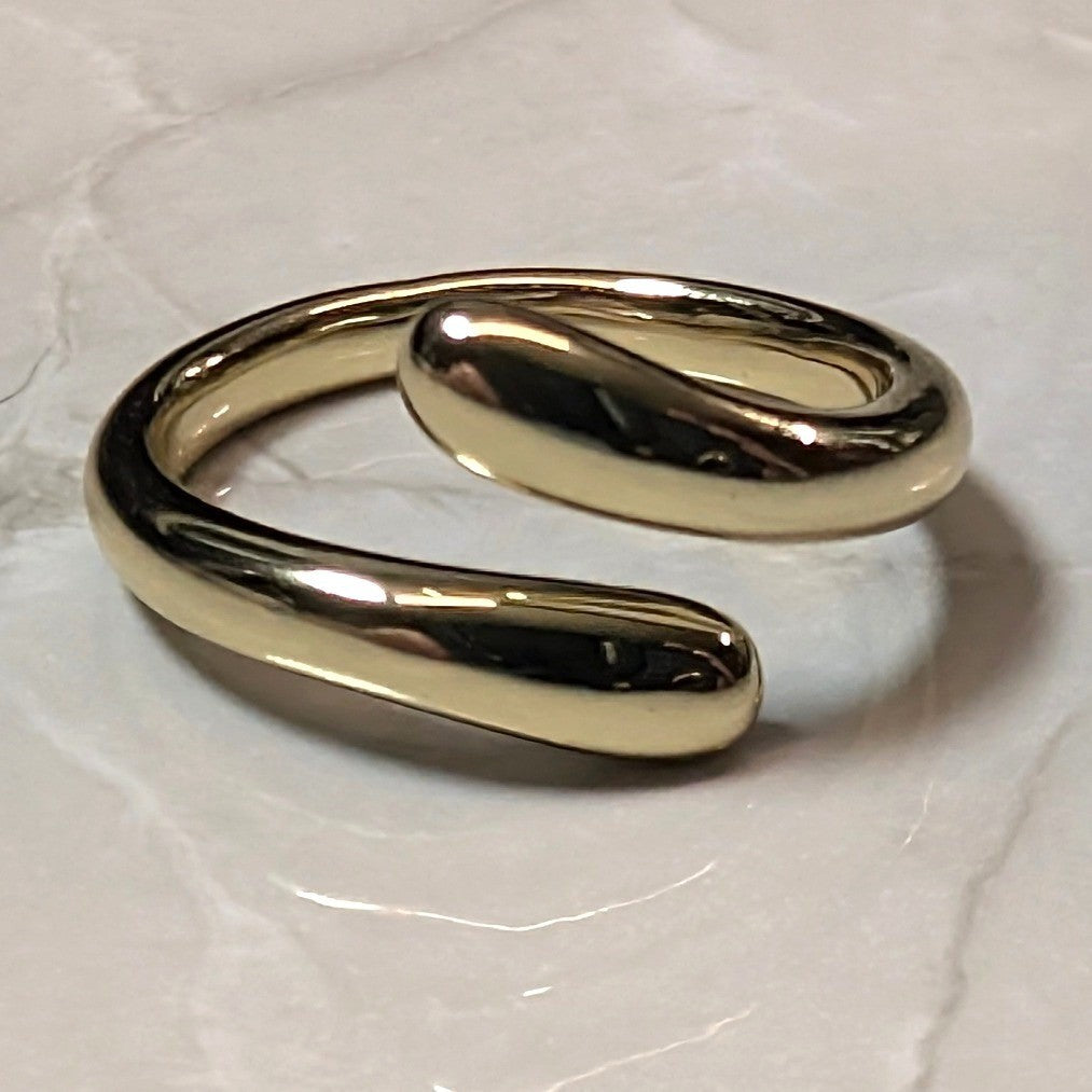 New 14K GF Gold Filled Bypass Wrap Toe Finger Ring Size 3.5 Minimalist Band