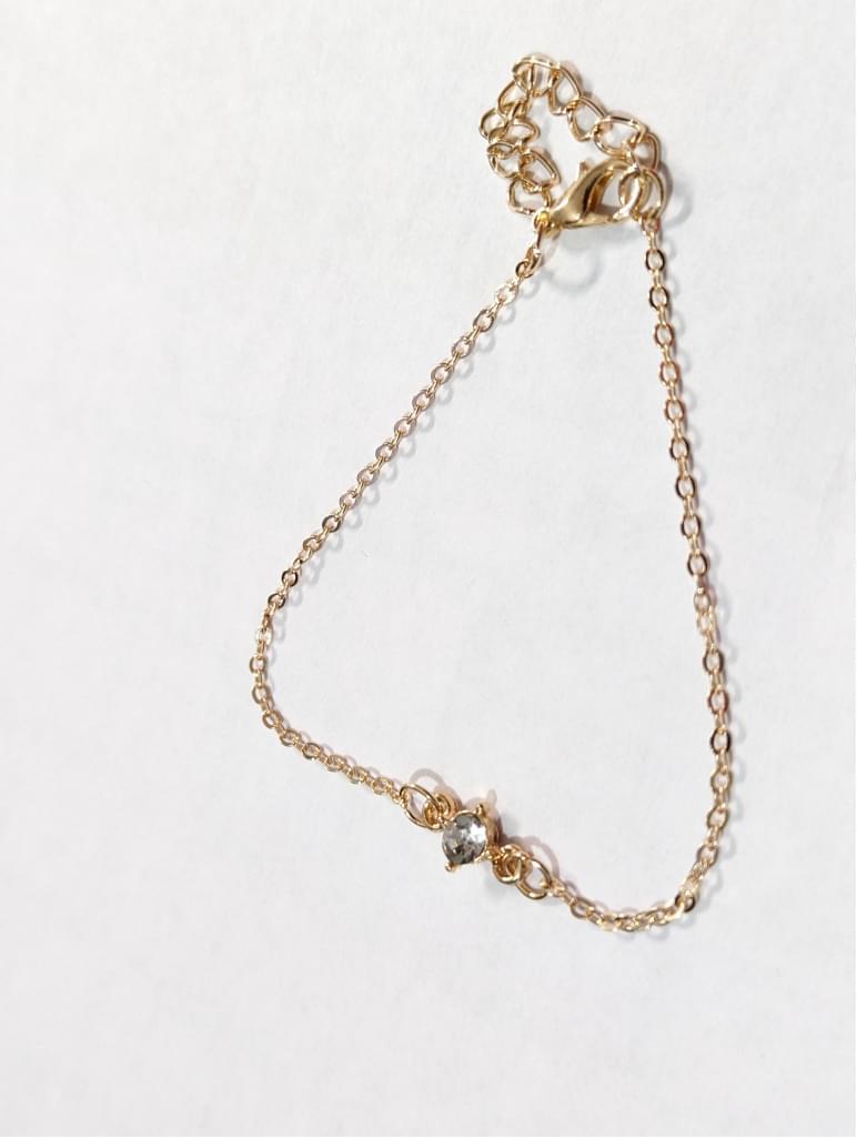 Womens GoldTone Clear Cubic Zirconia Bracelet Anklet Chain Adjustable New 9.5"