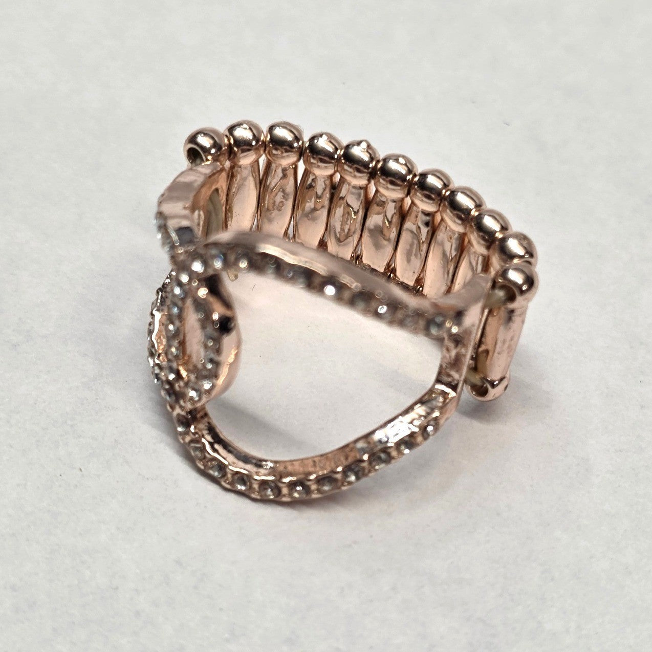 Rose Gold Cutout Rhinestone Stretch Ring Womens One Size Pink Sparkly