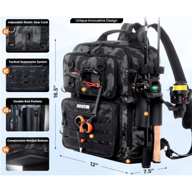 New Tactical Fishing MOLLE Backpack Sling Shoulder Handle Black Camo Utility Bag