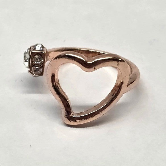 New Rose Gold Tone Open Heart Wrap Ring Size 2 Pinky Midi Toe Kiddie Rhinestone
