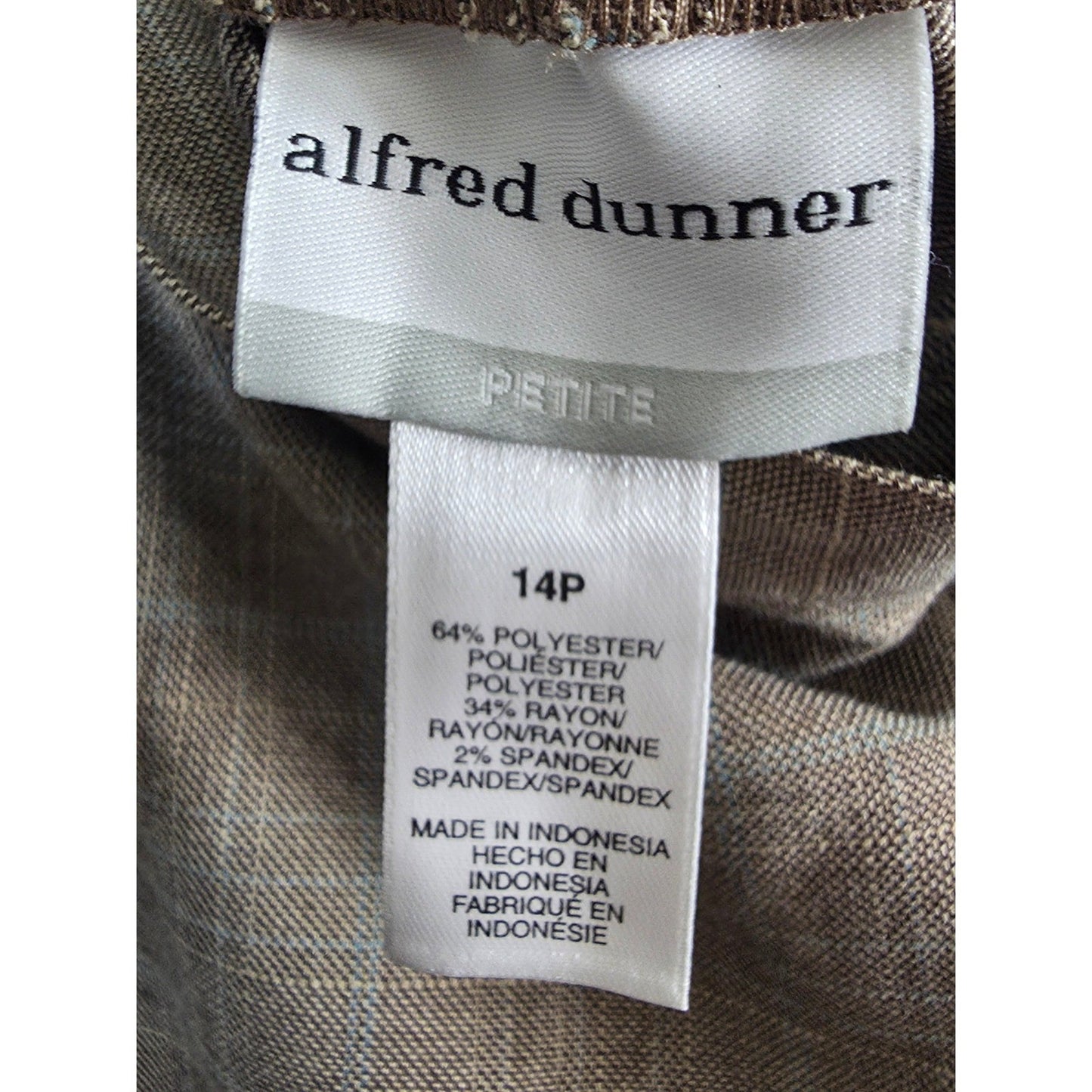 NWT MaCYS $42 Vtg Alfred Dunner Town & Country Pants 14P 14 P Petite Brown Plaid
