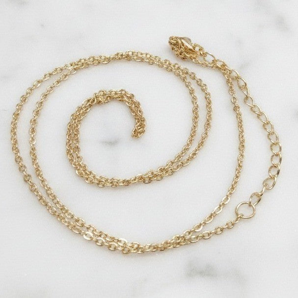 New 18K GP Yellow Gold Plated Cable Link Chain Necklace 18-20 Inch Adjustable