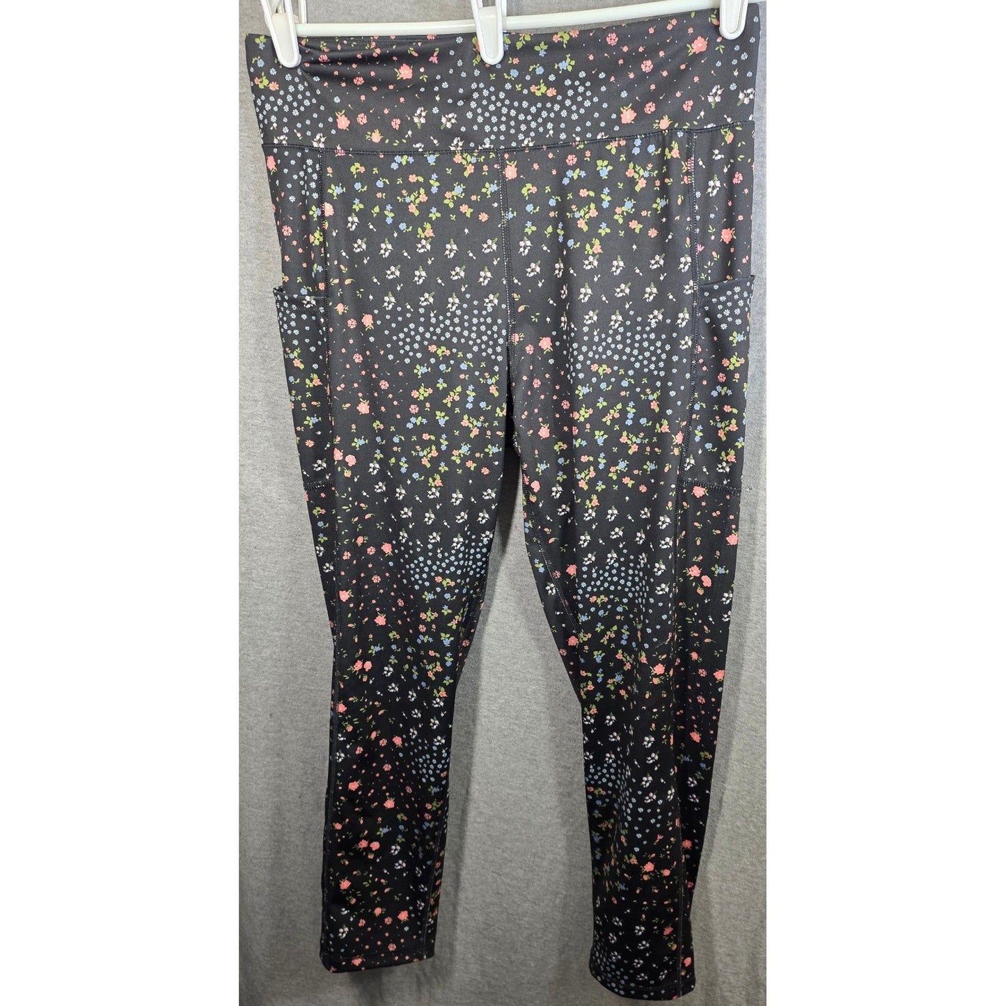 New Aeropostale Floral Leggings Plus Size XL Black High Rise Side Pockets Flower