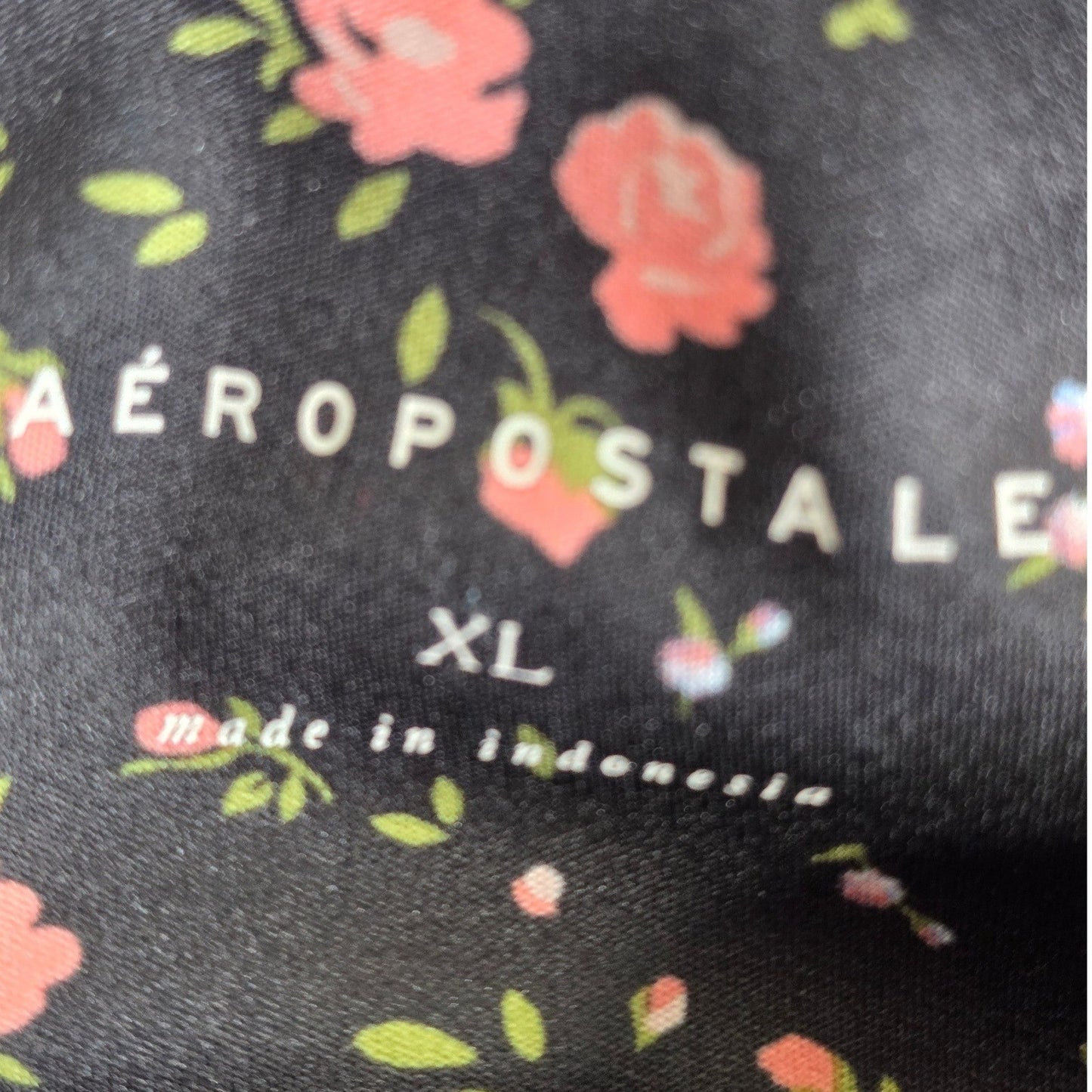 New Aeropostale Floral Leggings Plus Size XL Black High Rise Side Pockets Flower