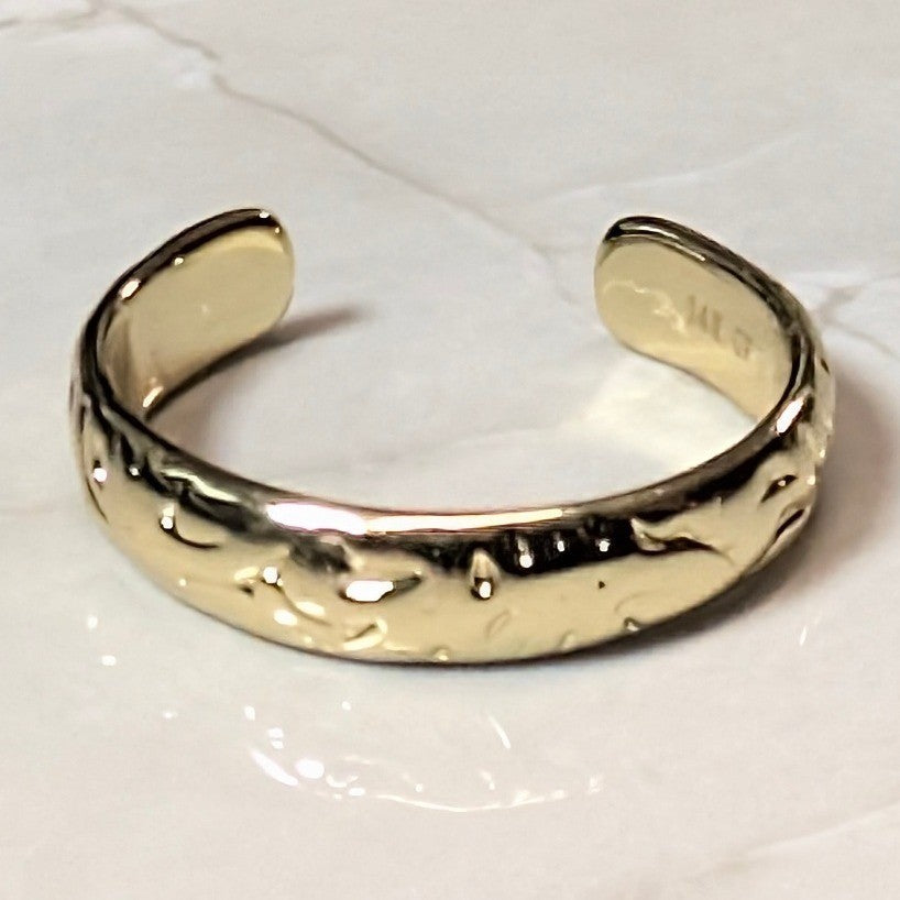 14K GF Gold Filled Scroll Engraved Finger Toe Midi Pinky Cuff Ring Band Size 3.5
