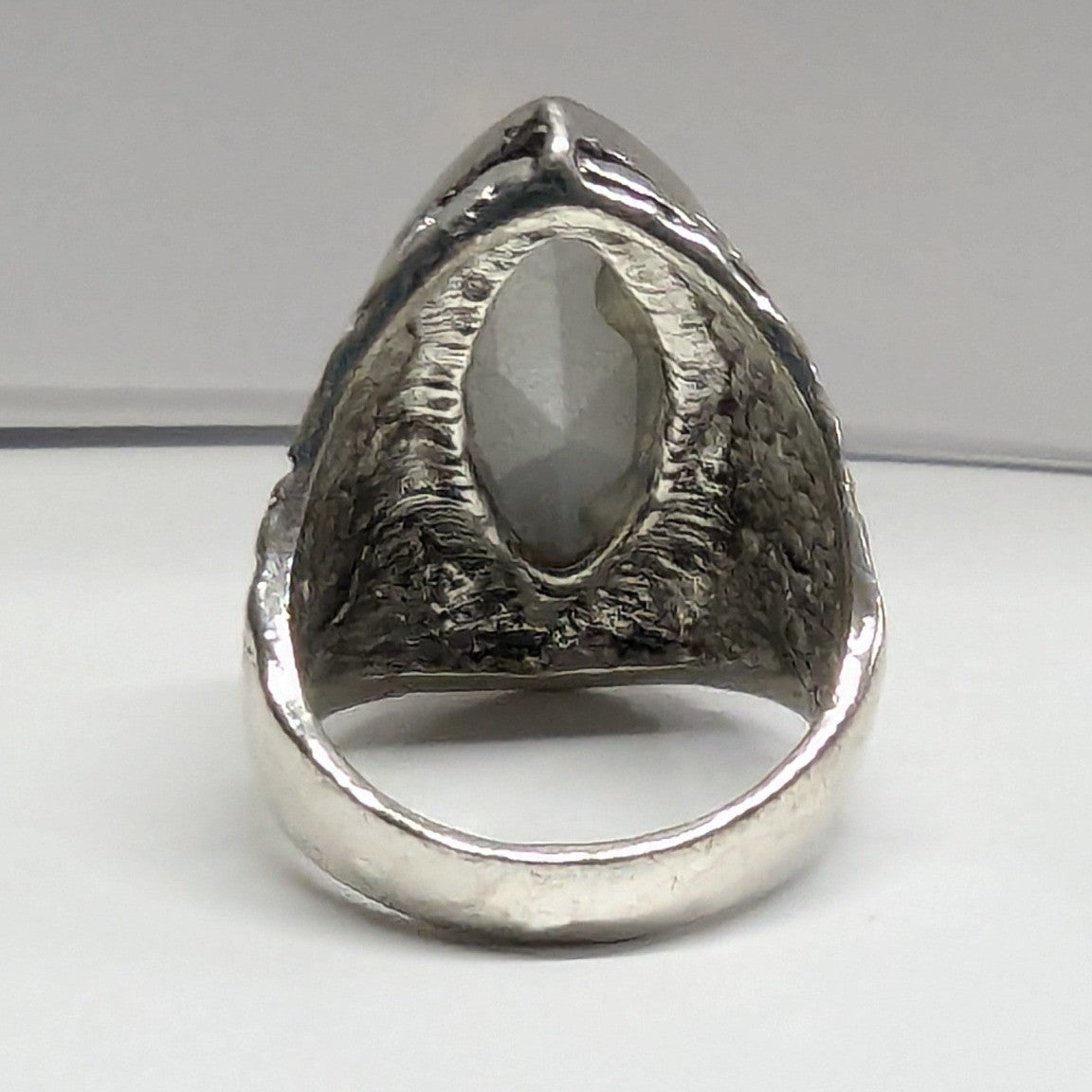 SilverTone Marquise Faceted Yellow Citrine November Statement Ring Plus Size 11