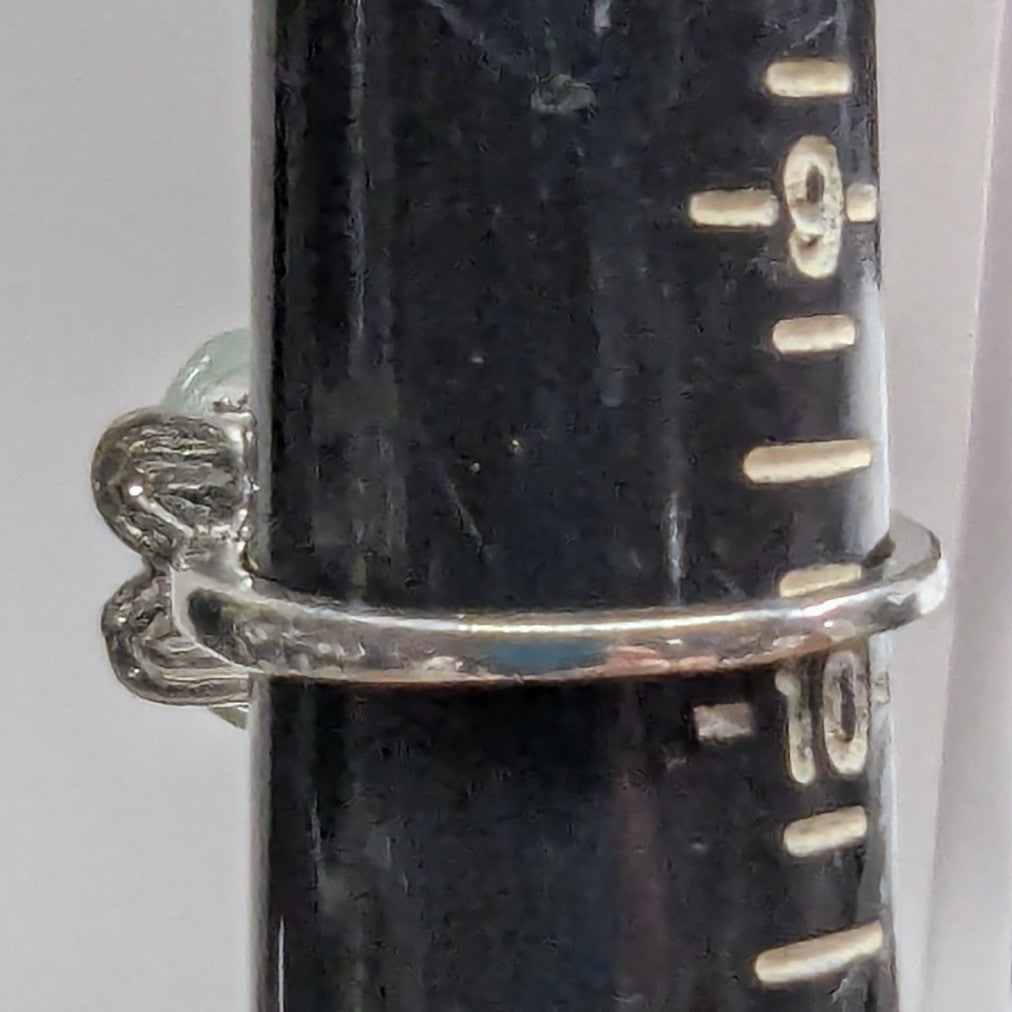 New Silver Tone Oval Green Cold Stone Cabochon Ring Plus Size 9.75