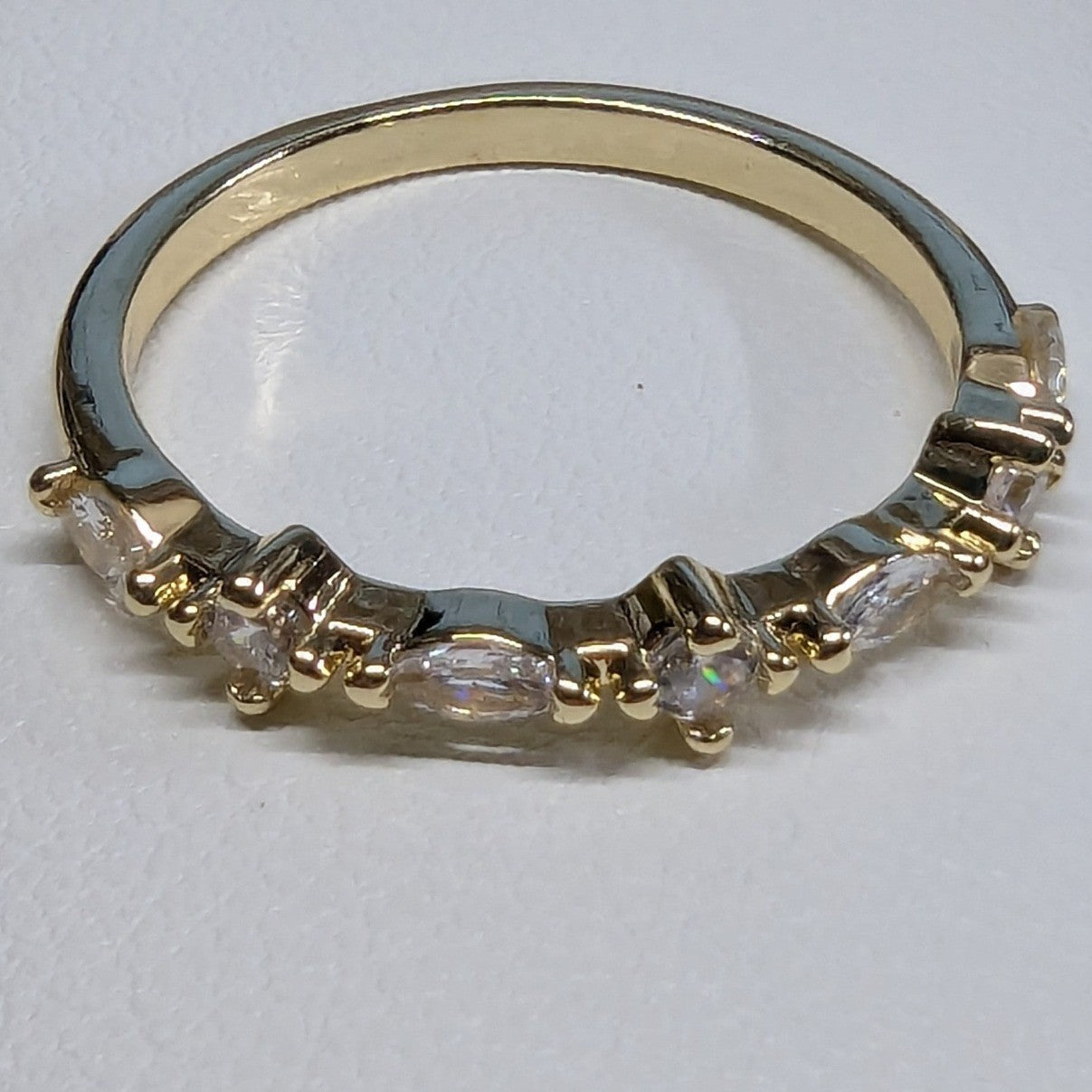 New 14K GP Gold PLated 8.5 Ring Marquise Round Cut Clear CZ Cubic Zirconia Band