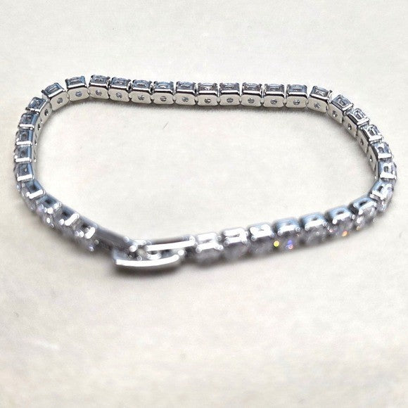 New Tennis Bracelet 7.5 in Silver Plated Round Cut 5A AAAAA CZ Cubic Zirconia